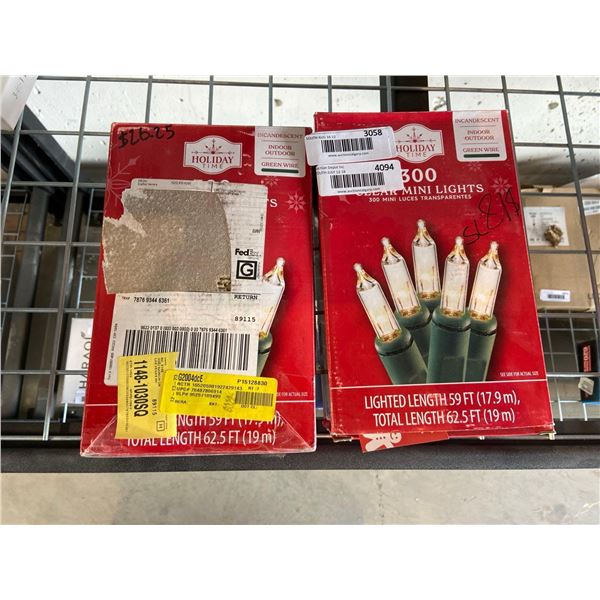 Holiday time 300 clear mini lights 62.5ft, lot of 2