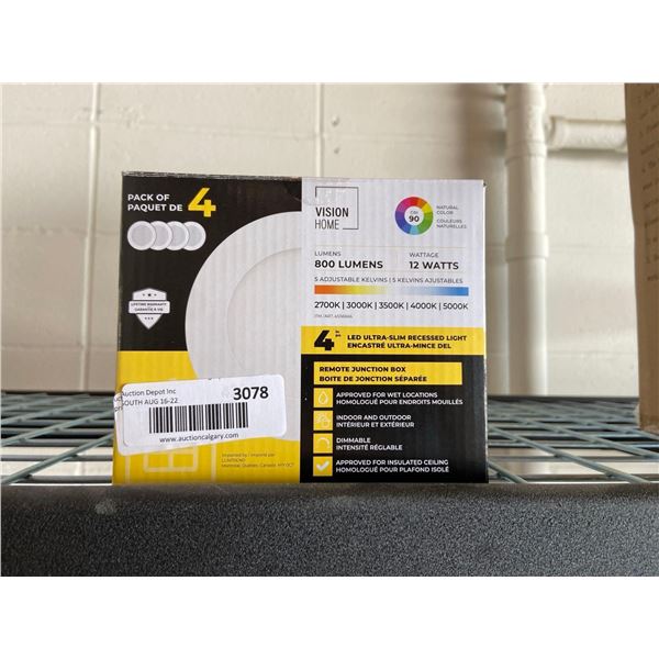 Vision home LED ultra-slim recessed light pack of 4