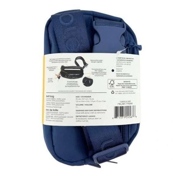Lole Unisex Belt Bag - One Size, Adjustable Strap & 3 Mesh Storage Compartments - 1 Count Blue