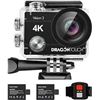 Image 1 : Dragon Touch 4K Action Camera 20MP Vision 3 Underwater Waterproof Camera 170° Wide Angle WiFi Sports