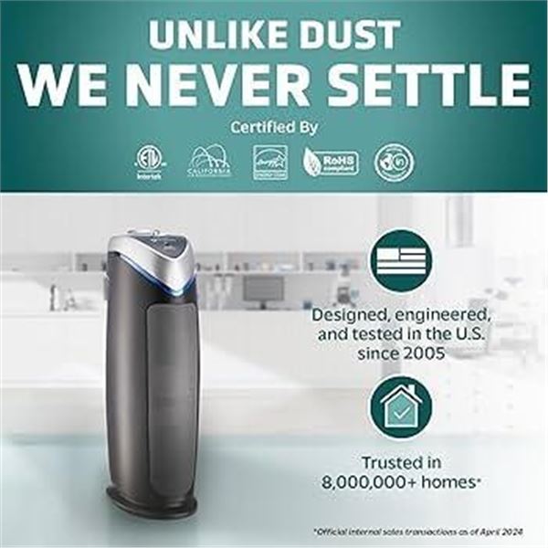 GermGuardian AC4825DLX 4-in-1 HEPA Filter & UVC Tower Air Purifier, Removes Allergens & Odours, Blac