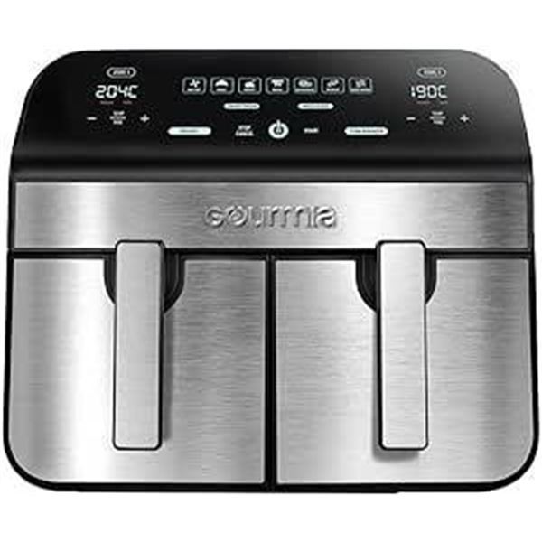Gourmia 10-Quart/9.4 Liter Capacity Dual Basket Digital Air Fryer, with Smart Finish & 7 Cooking Fun