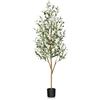 Image 1 : Artificial Olive Tree 5ft, Lush Faux Olive Tree for Indoor with Natural Wood Trunk and Lifelike Frui