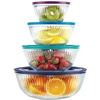 Image 1 : Pyrex 8 Piece Ribbed Bowl (4) Set Including Locking Lids