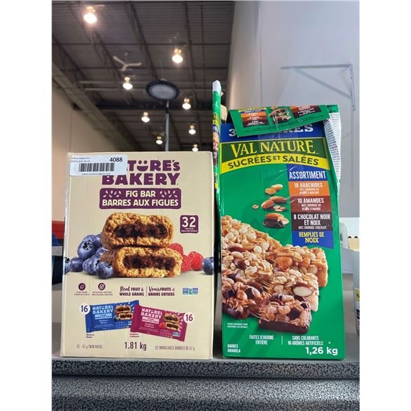 Mixed Lot of Nature Valley Bars 1.26kg and Natures Bakery Fig Bars 1.81kg