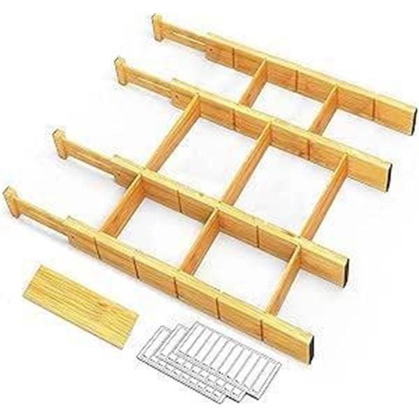 Maison Kleen Adjustable Bamboo Drawer Organizer