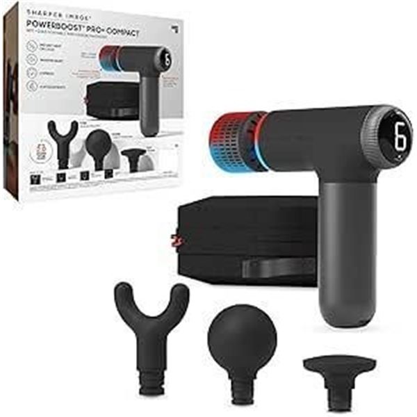 Sharper Image® Powerboost® Pro+ Hot & Cold Compact Percussion Massager, Dual-Temperature Node, Sooth