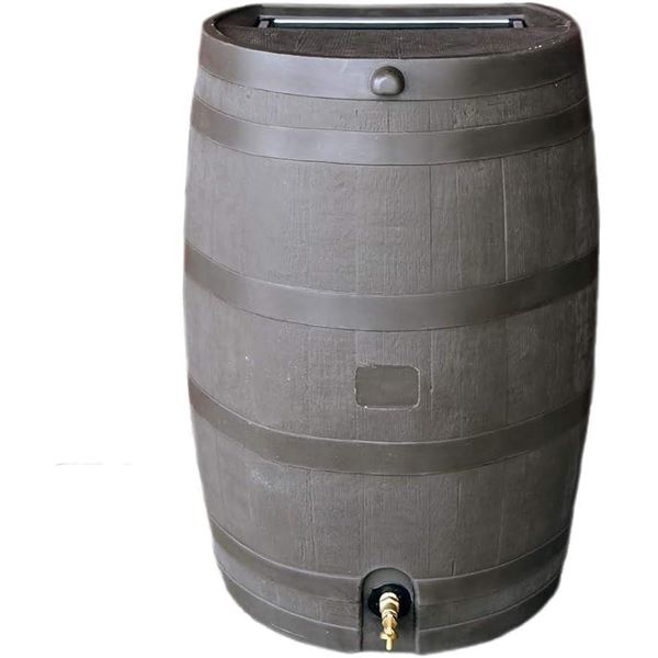 RTS Home Accents 50-Gallon Rain Water Collection Barrel with Brass Spigot, Brown