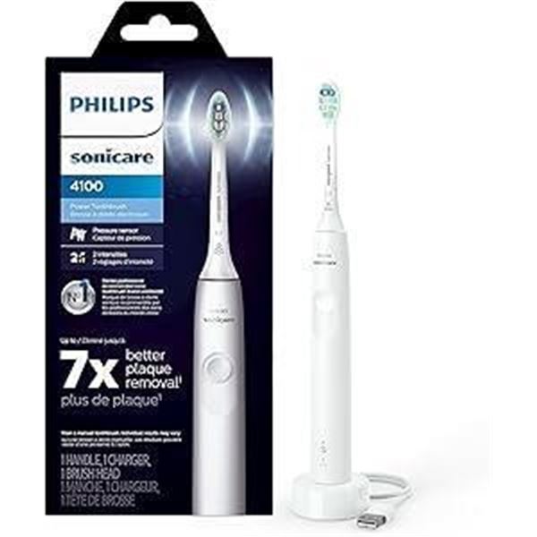 Philips Sonicare 4100 Power Toothbrush, Rechargeable Electric Toothbrush with Pressure Sensor, White