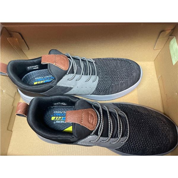 Skechers Mens Delson 3.0 - Cicada Knitted Bungee Lace Slip On Black/Grey Size 8