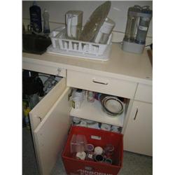 GROUP OF DISHES, CUPS, UTENSILS, ETC...