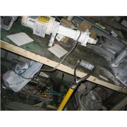 GROUP OF HAND TOOLS IN CASE INC GREASE GUNS, SAWS, HAMMERS, ETC...