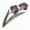 Image 5 : Vintage 18k Black Gold Large Tsavorite Garnet Ruby Diamond Calla Lily Brooch Pin