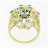Image 6 : 10k Yellow Gold Large Oval Round Blue Stone Open Work Domed Tiered Cluster Ring