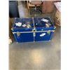 Image 2 : TWO VINTAGE STEAMER TRUNKS, ONE BLUE ONE YELLOW