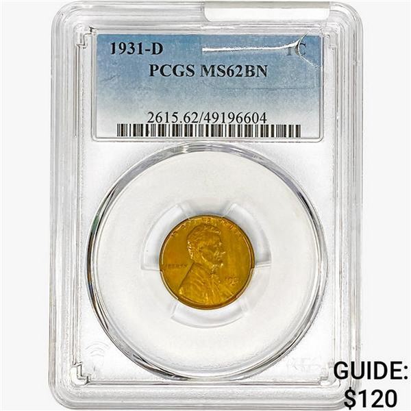 1931-D Wheat Cent PCGS MS62 BN