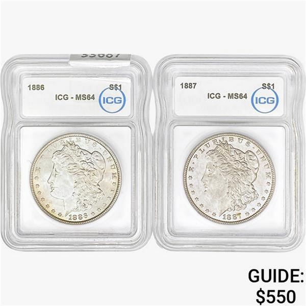 [2]1886-1887 Morgan Silver Dollar ICG MS64