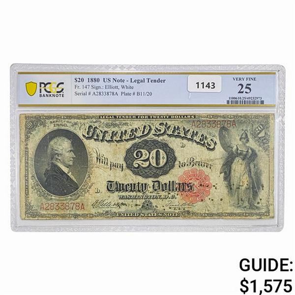 1880 $20 U.S. Note Legal Tender PCGS VF 25