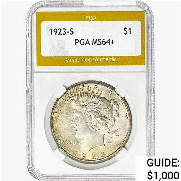 1923-S Silver Peace Dollar PGA MS64+