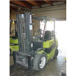 CLARK MDL. C30L 4,800LB. FORKLIFT, SS, PNEUMATIC TIRES, LPG, SN: P232L-0803-9572KF