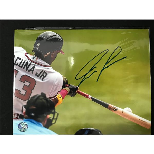 RONALD ACUNA JR. SIGNED 8 X 10 (PRO CERT COA)