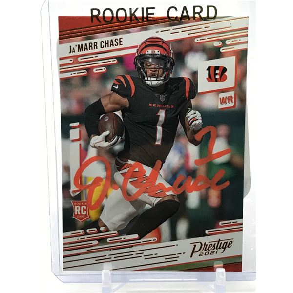 JAMARR CHASE SIGNED PANINI PRESTIGE ROOKIE CARD (