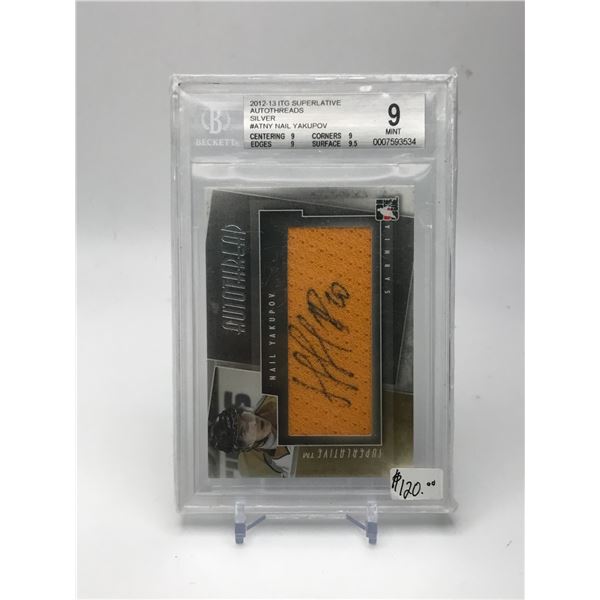 2012-13 IN THE GAME SUPERLATIVE SILVER NAIL YAKAPOV PATCH AUTO (BECKETT 9)