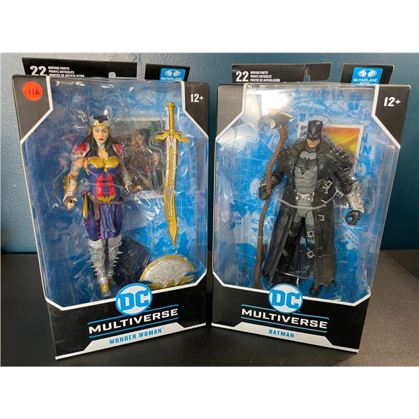 Lot of 2 DC Multiverse Collectible Action Figures by McFarlane Toys - Wonder Woman & Batman