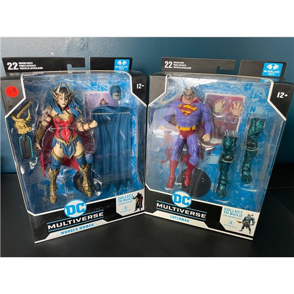 Lot of 2 DC Multiverse Collectible Action Figures by McFarlane Toys - Wonder Woman & Superman