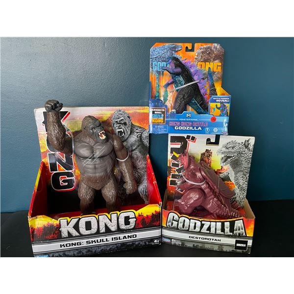 Lot of 3 Assorted Kids Toys - Kong & Godzilla Figures - Brand New!