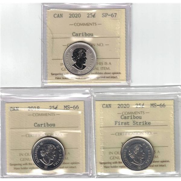 25¢ ICCS Lot of 3 pcs