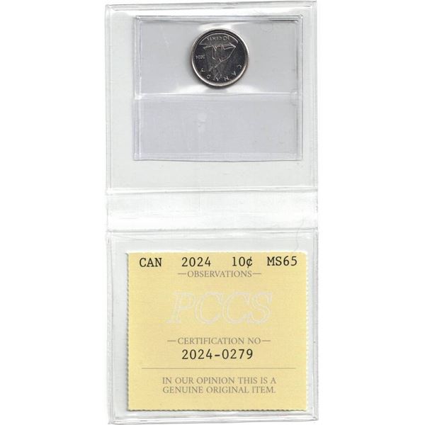 2024 Canada 10¢ Certified PCCS MS65, Professional Coin Certification System