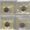 1967-1971-1972-1975 5¢  PCCS MS64 4Pcs