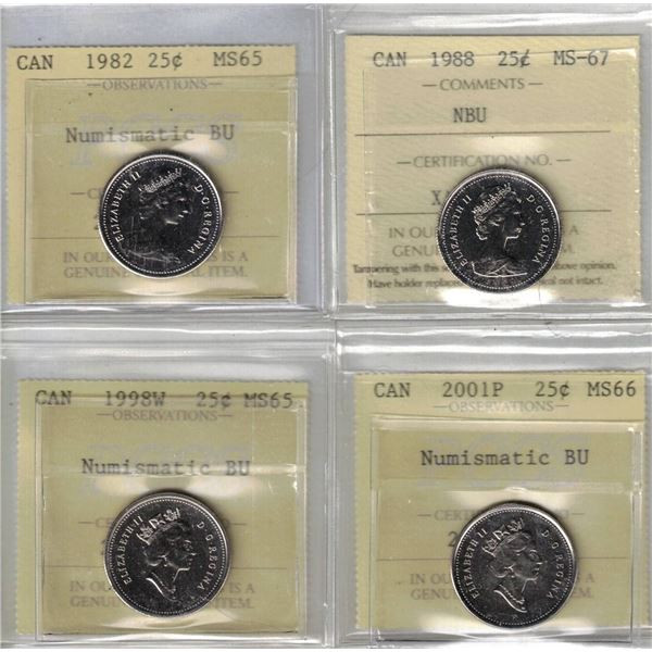 25¢ 1982 to 2001P ICCS & PCCS (Professional Coin Certification System) All NBU 4pcs