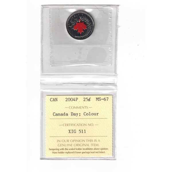 2004P 25¢ Canada Day Color ICCS MS-67