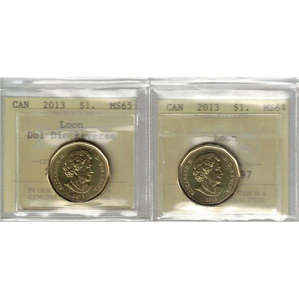 $1. PCCS 2013 Loon Lot of 2 pcs, Professional Coin Certification System