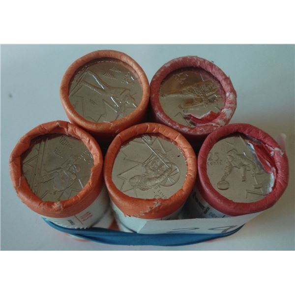 Canada 25¢ Olympic 5 X 2007 Rolls, One of each sport