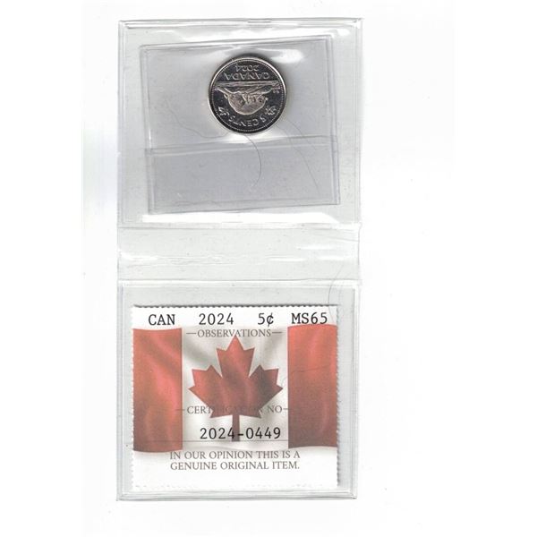 2024 Canada Label 5¢ Certified PCCS MS65, Professional Coin Certification System