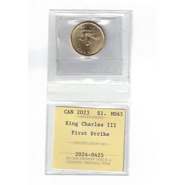 2023 $1. KC III First Strike Certified PCCS MS65, Professional Coin Certification System
