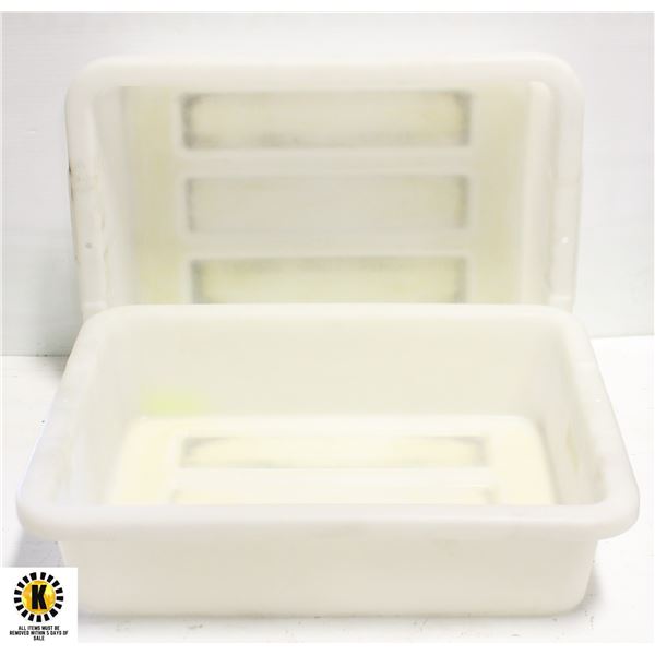 LOT OF 2 RUBBERMAID POLY BUS BINS