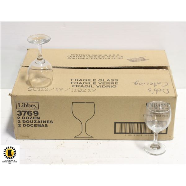 LOT OF 24, WINE GLASSES 6.5OZ