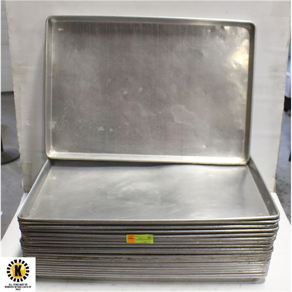 STACK OF ALUMINUM BUN PANS