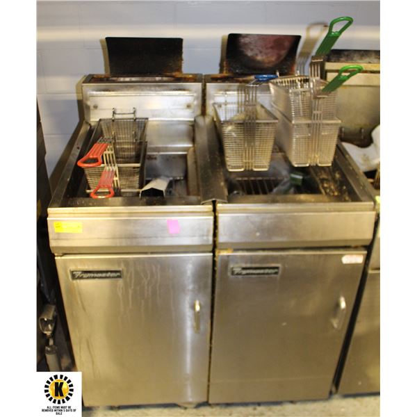 BANK OF 2 FRYMASTER DUAL BASKET 40LBS DEEP FRYERS