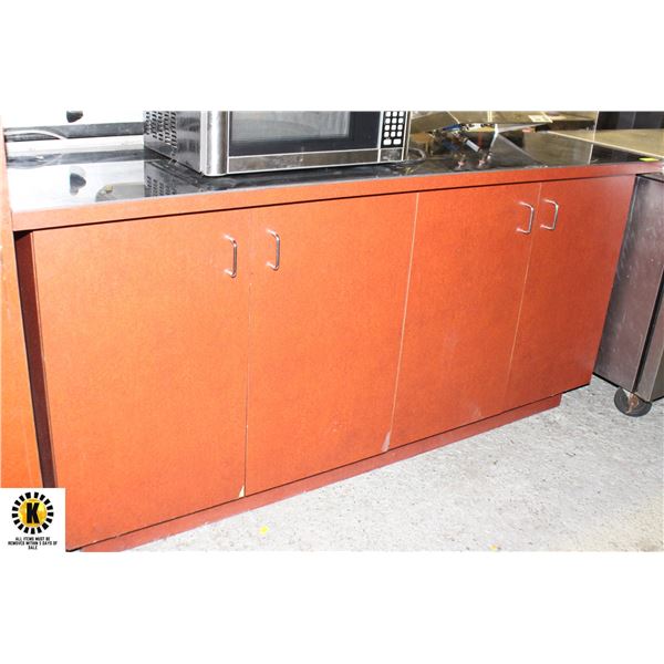 74" 4-DOOR STORAGE CABINET W/ PAINTED ALUMINUM TOP