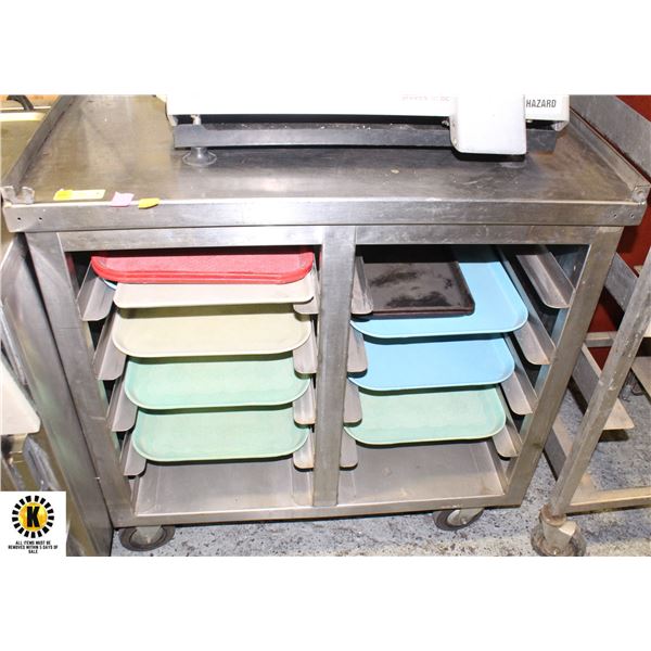STAINLESS STEEL TRAY CABINET ON CASTERS W/