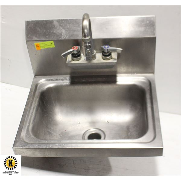 5" DEEP SINGLE WELL WALL MOUNT SINK W/ TAP &