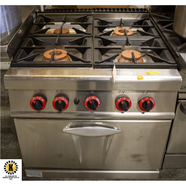 ST. STEEL 4 BURNER COMMERCIAL GAS (PROPANE) OVEN