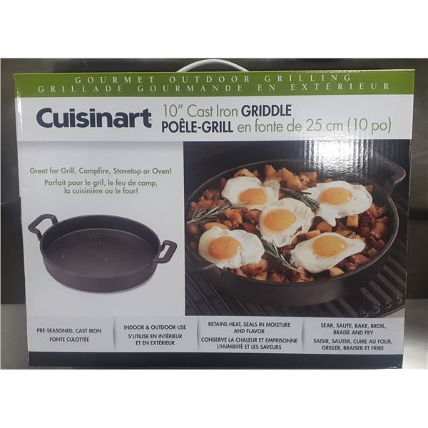 NEW IN BOX CUISINART 10" CAST IRON GRIDDLE PAN