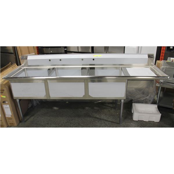 TRIPLE COMPARTMENT STAINLESS STEEL SINK W/ 24"