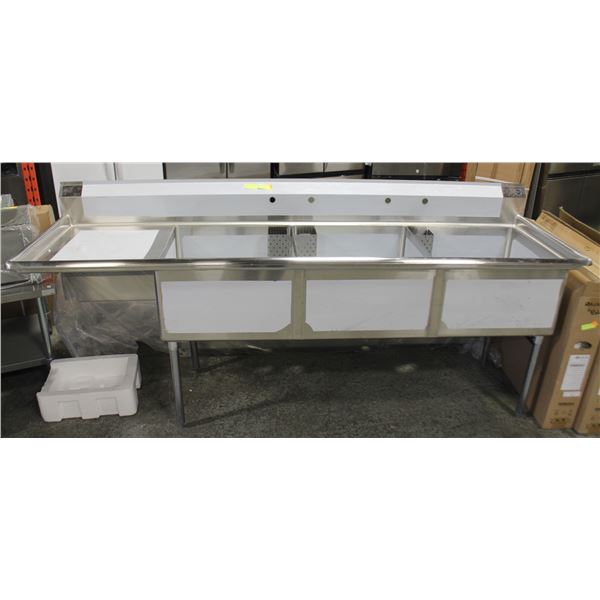 TRIPLE COMPARTMENT STAINLESS STEEL SINK W/ 24"